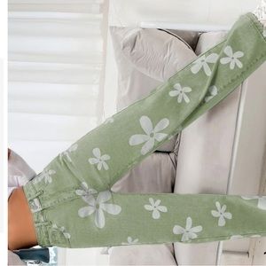 Green flowered pants